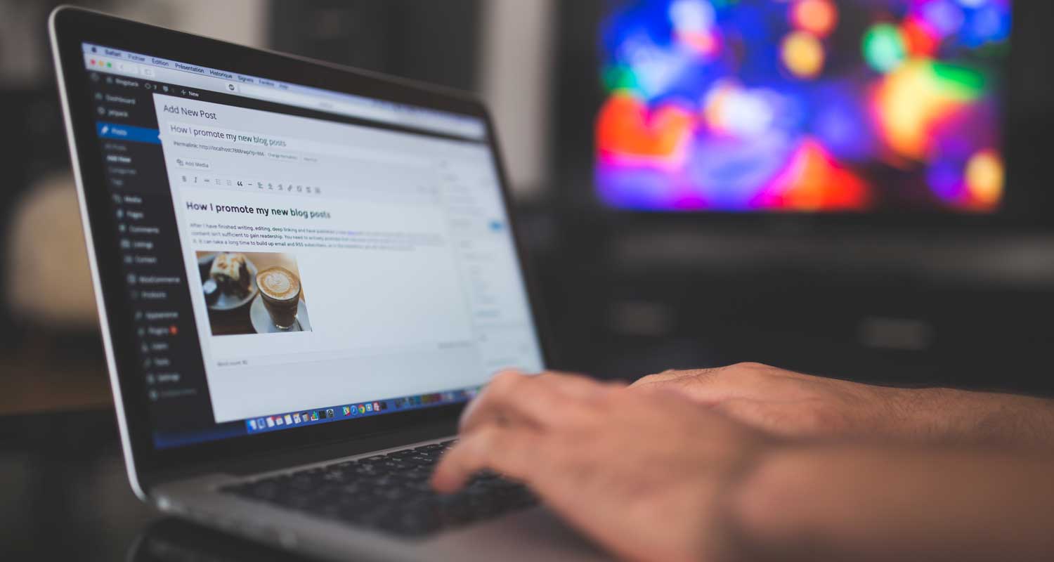 Man adding to his wordpress hosted blog