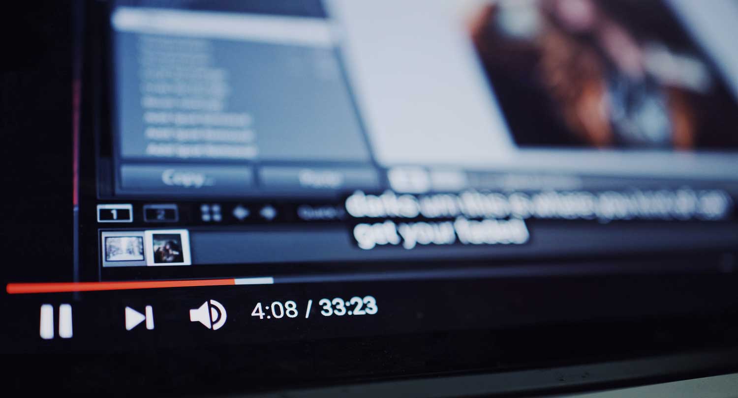 Close up screen of vlog on youtube