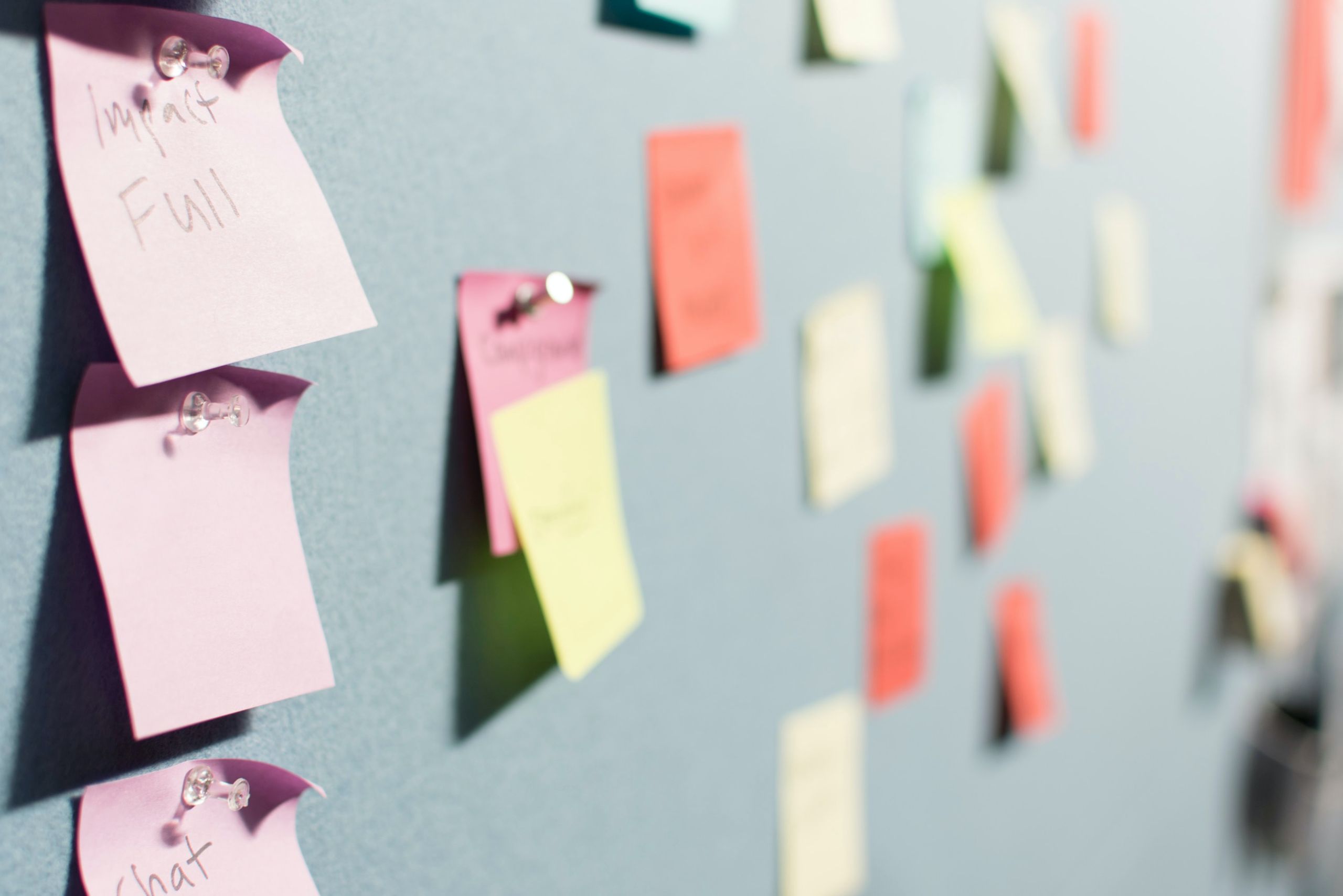 post it notes on a board mapping smart business objectives
