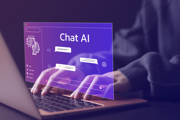 Chat AI website screen displayed whilst a user searches AI-driven solutions for SEO