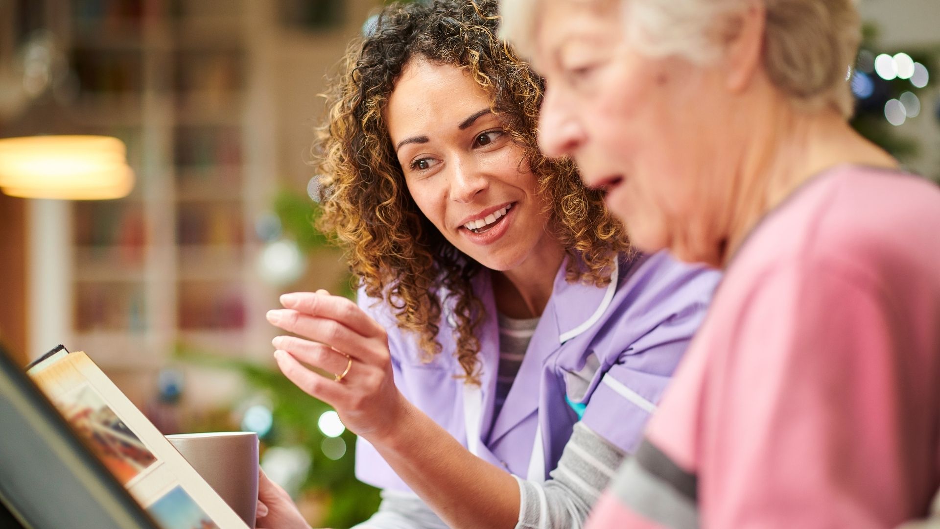 A carer caring for a resident in a british care home