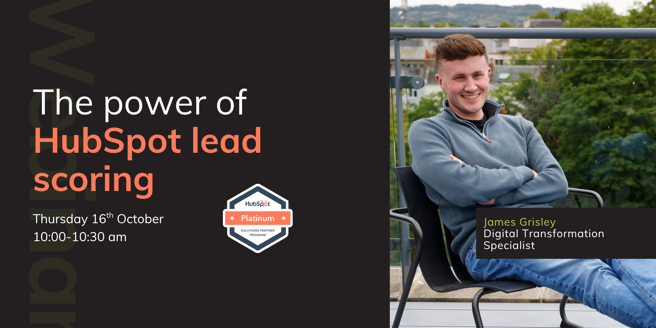 Graphic of our HubSpot webinar featuring James