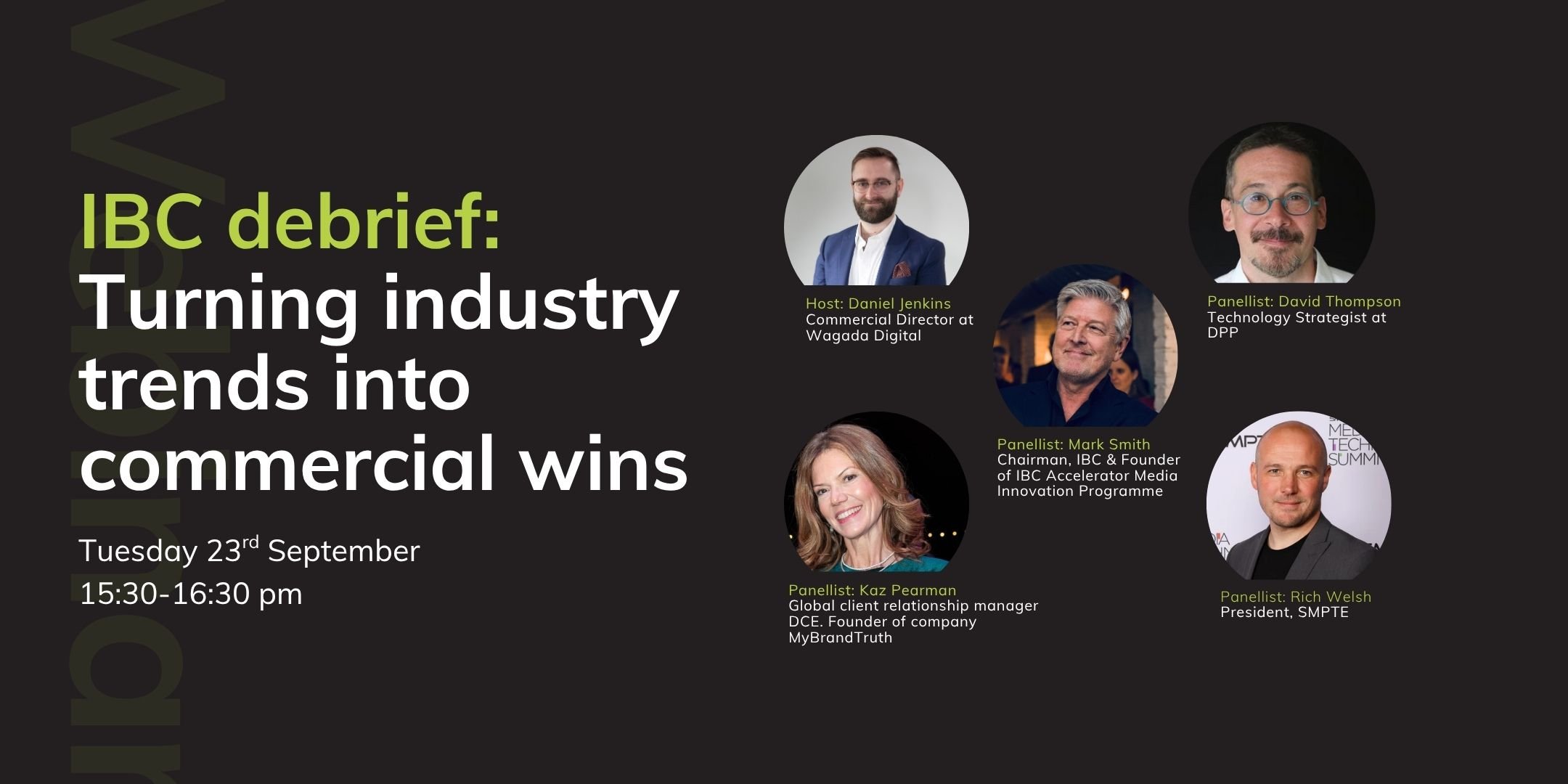 Graphic showing guest speakers on the IBC 202 webinar